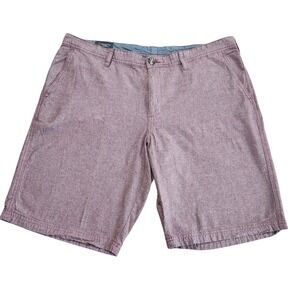 Wallin & Bros Shorts Men 40 Red Oxblood Chambray Flat Front 100% Cotton Trim Fit